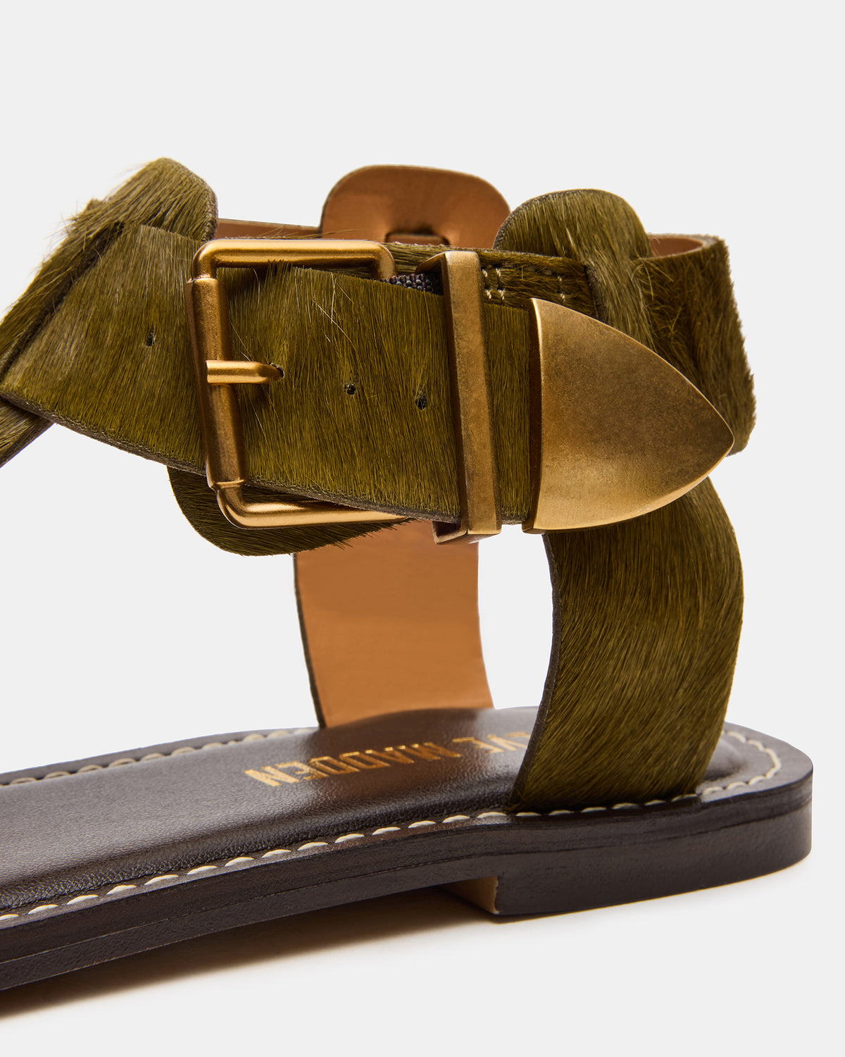 BRAZINN Olive Strappy Flat Sandal Women's Sandal - Steve Madden