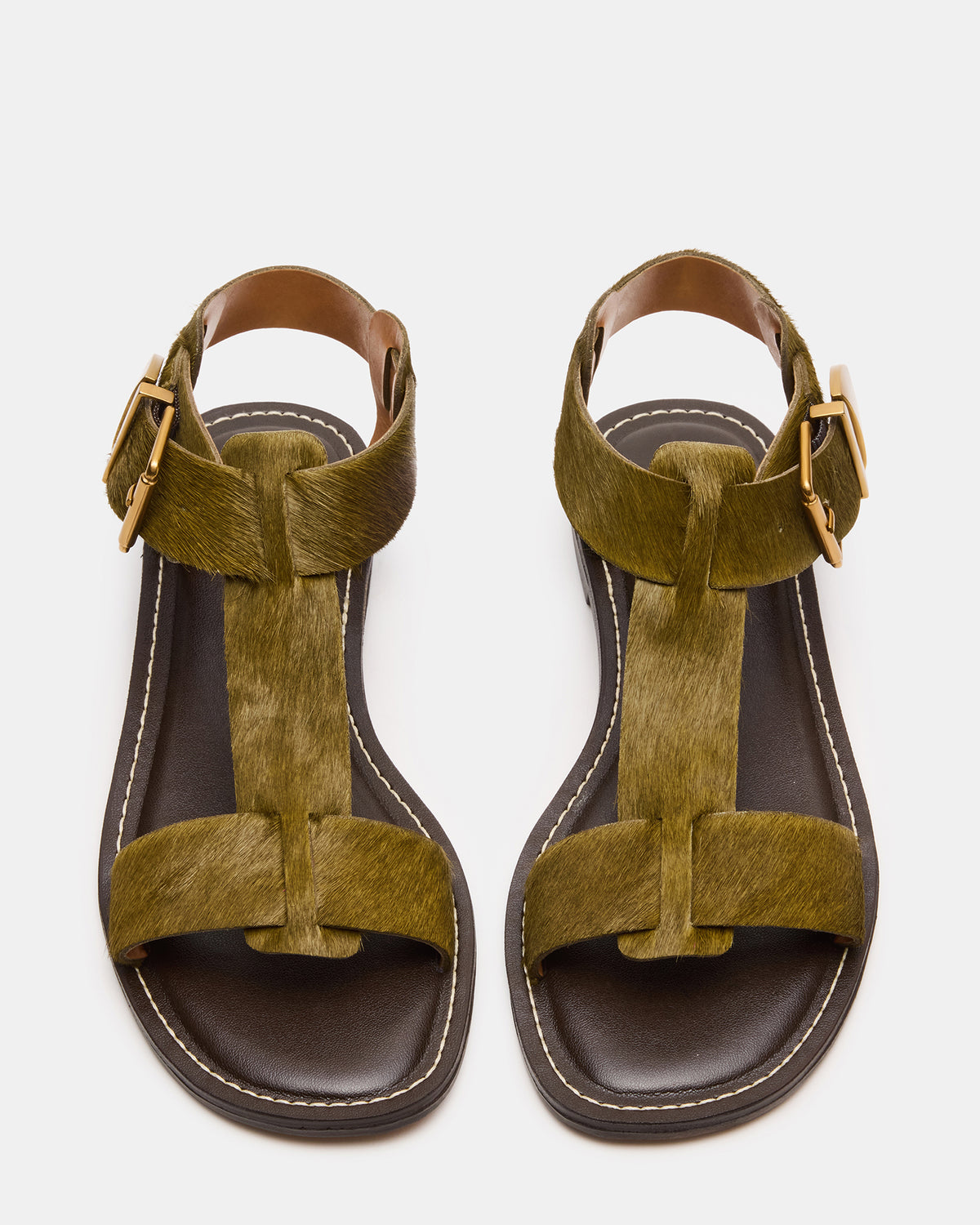 BRAZINN Olive Strappy Flat Sandal Women's Sandal - Steve Madden