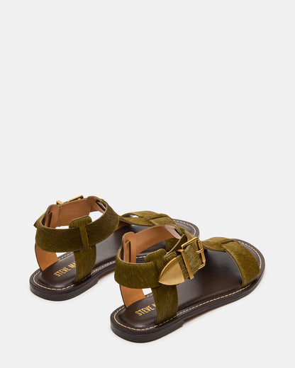 BRAZINN Olive Strappy Flat Sandal Women's Sandal - Steve Madden