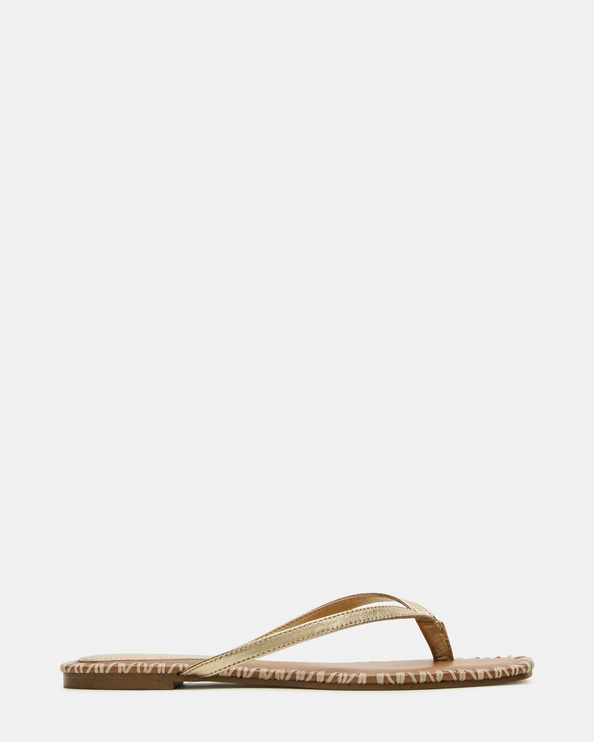 MARELLA Gold Leather Women's Thong Square-Toe Sandal - Steve Madden