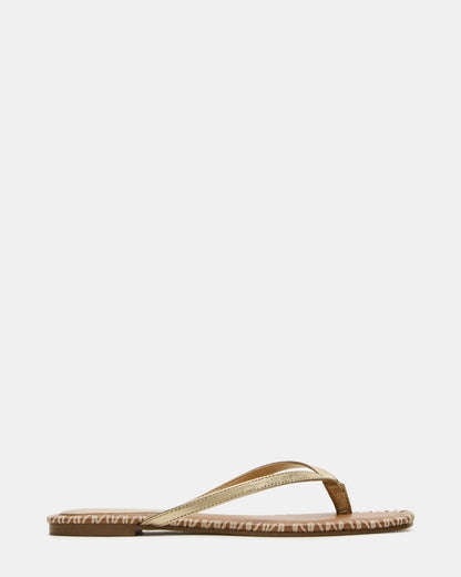 MARELLA Gold Leather Women's Thong Square-Toe Sandal - Steve Madden