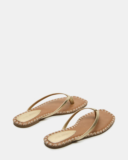 MARELLA Gold Leather Women's Thong Square-Toe Sandal - Steve Madden