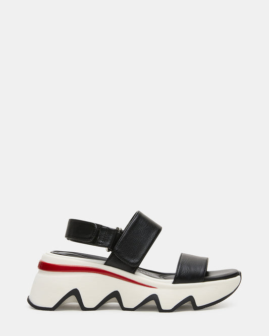 LOCHAN Black Platform Flatform Strappy Women's Sandal - Steve Madden