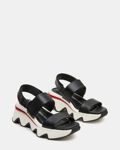 LOCHAN Black Platform Flatform Strappy Women's Sandal - Steve Madden