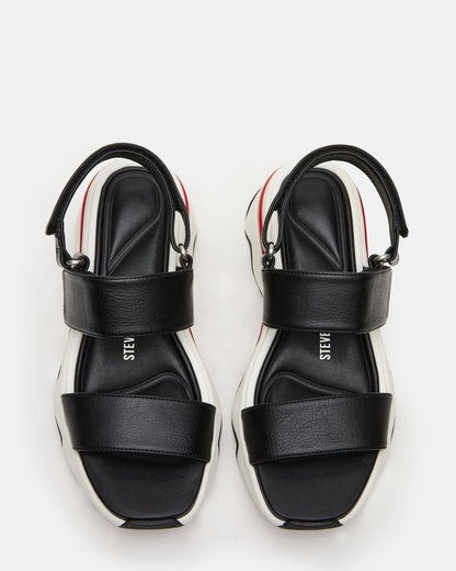 LOCHAN Black Platform Flatform Strappy Women's Sandal - Steve Madden