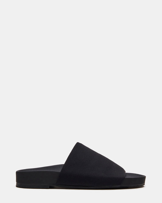 SANSA Black Flatform Footbed Slide Women's Sandal - Steve Madden