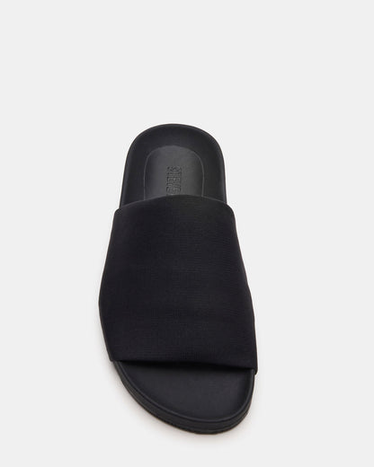 SANSA Black Flatform Footbed Slide Women's Sandal - Steve Madden
