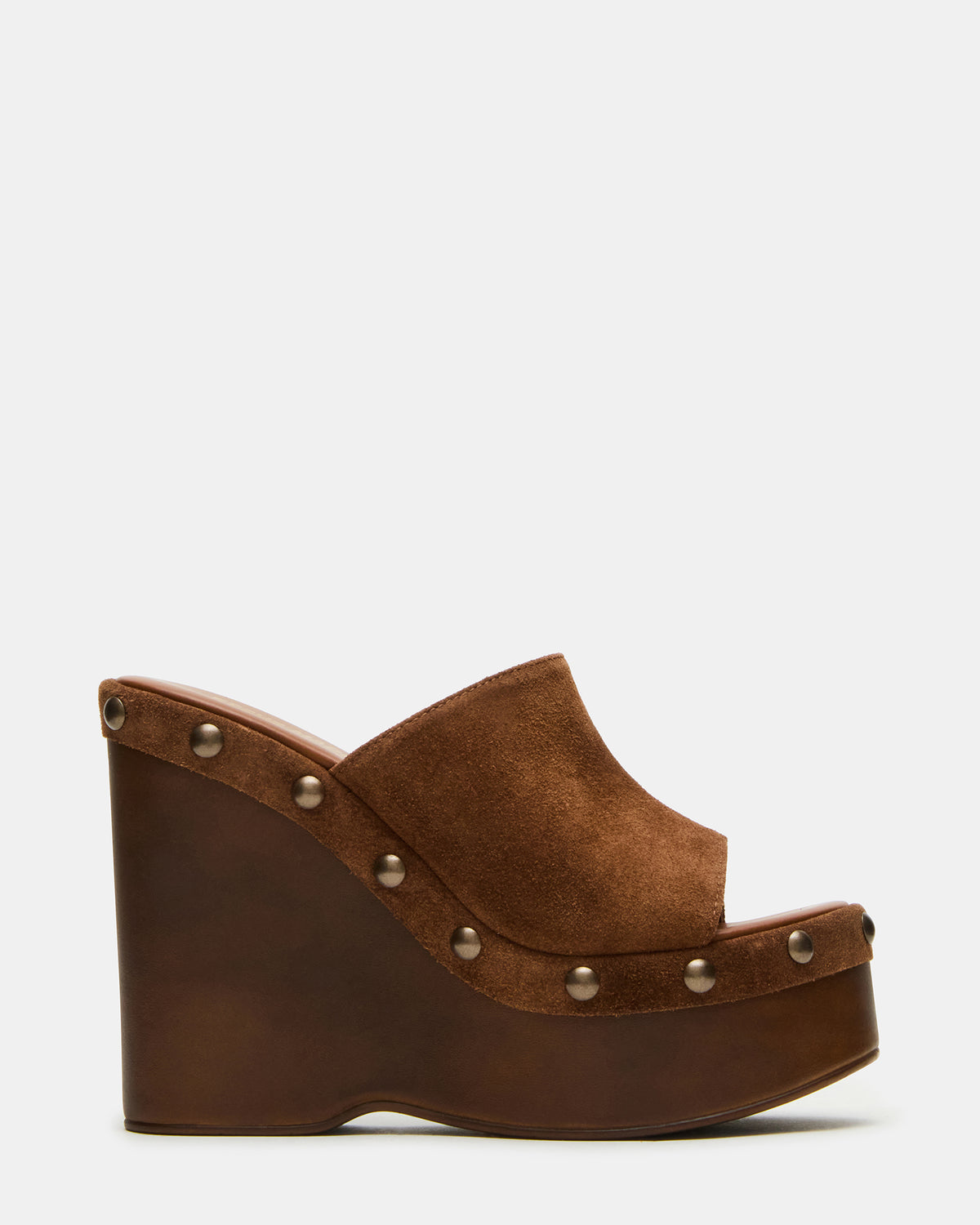 JOVIE Chestnut Suede Platform Studded Wedge Women's Sandal - Steve Madden