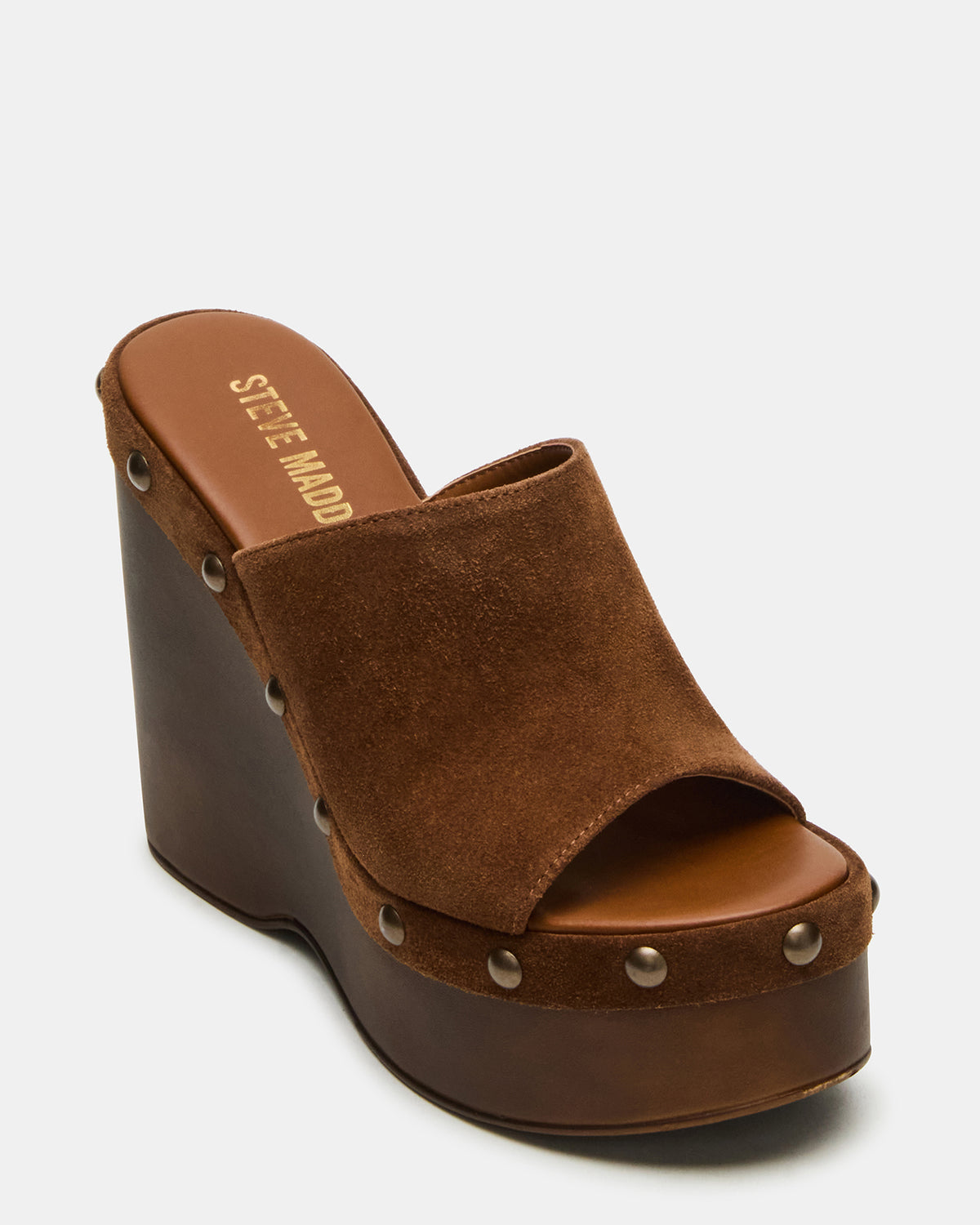 JOVIE Chestnut Suede Platform Studded Wedge Women's Sandal - Steve Madden