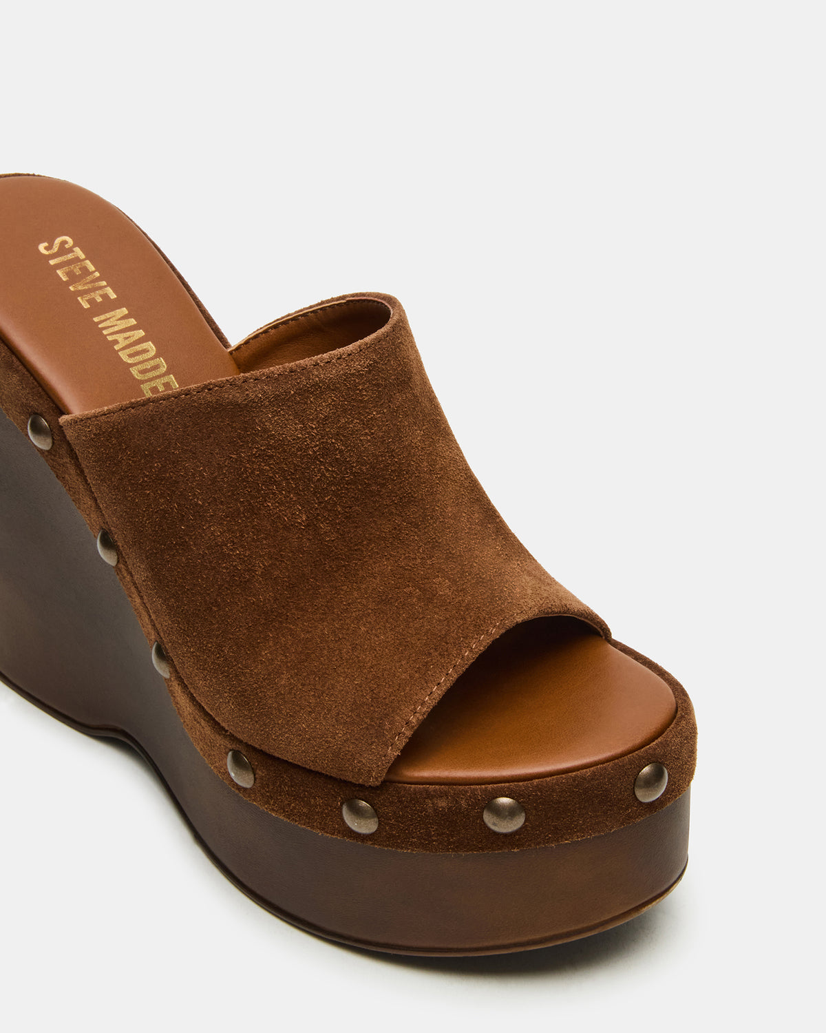 JOVIE Chestnut Suede Platform Studded Wedge Women's Sandal - Steve Madden