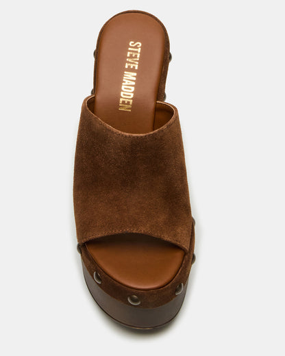JOVIE Chestnut Suede Platform Studded Wedge Women's Sandal - Steve Madden