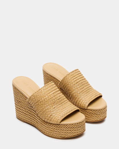 CASSI Natural Platform Raffia Wedge Women's Sandal - Steve Madden