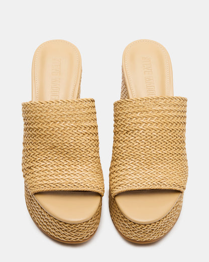 CASSI Natural Platform Raffia Wedge Women's Sandal - Steve Madden