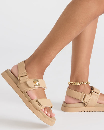 MONA Beige Leather Flatform Women's Sandal - Steve Madden