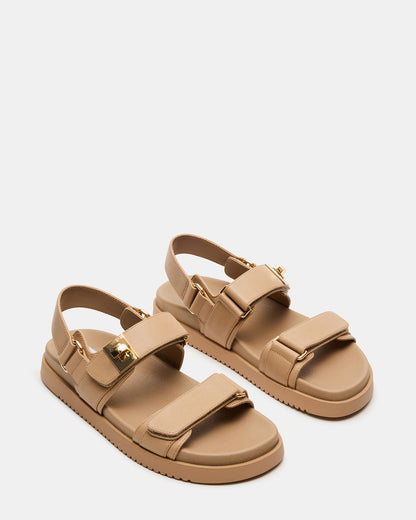 MONA Beige Leather Flatform Women's Sandal - Steve Madden