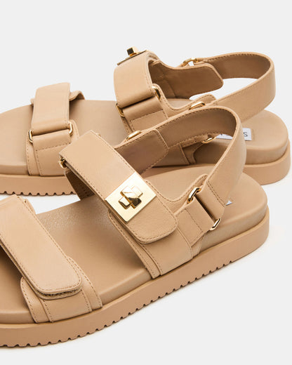 MONA Beige Leather Flatform Women's Sandal - Steve Madden