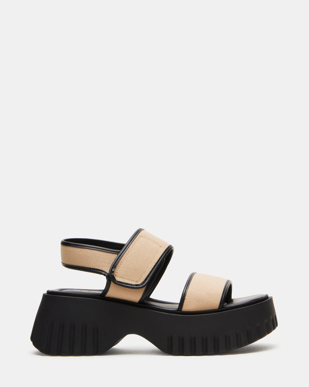 GROVER Black/Tan Women's Square-Toe Platform Sandal - Steve Madden