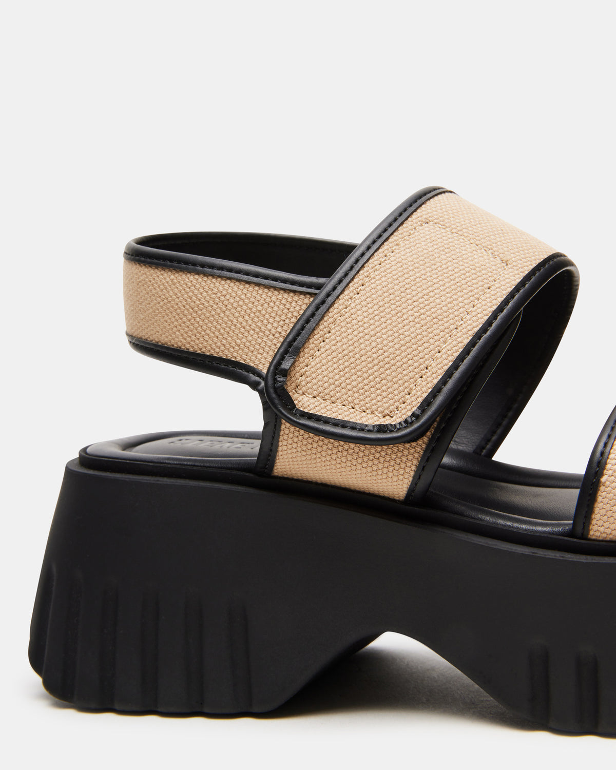 GROVER Black/Tan Women's Square-Toe Platform Sandal - Steve Madden