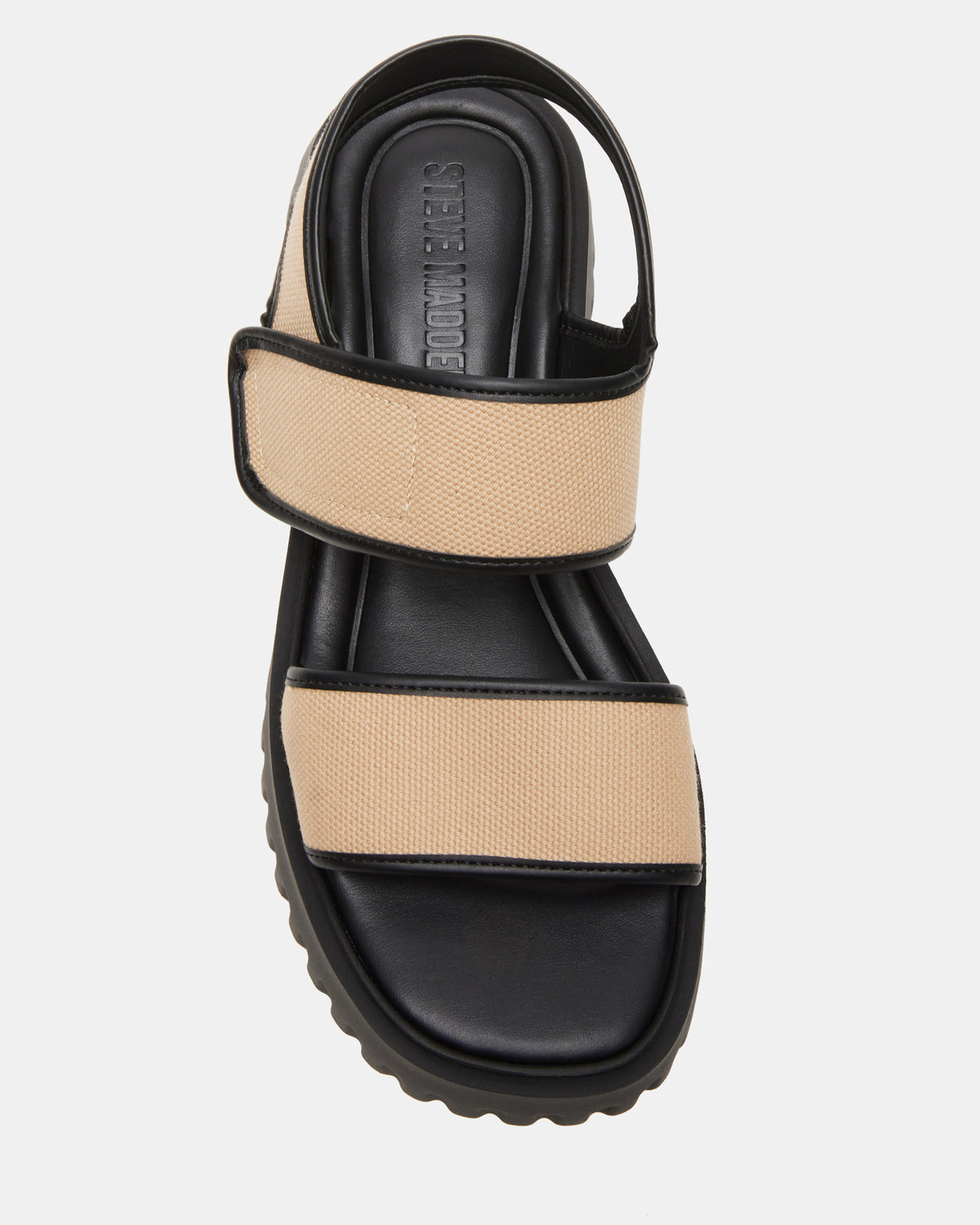 GROVER Black/Tan Women's Square-Toe Platform Sandal - Steve Madden