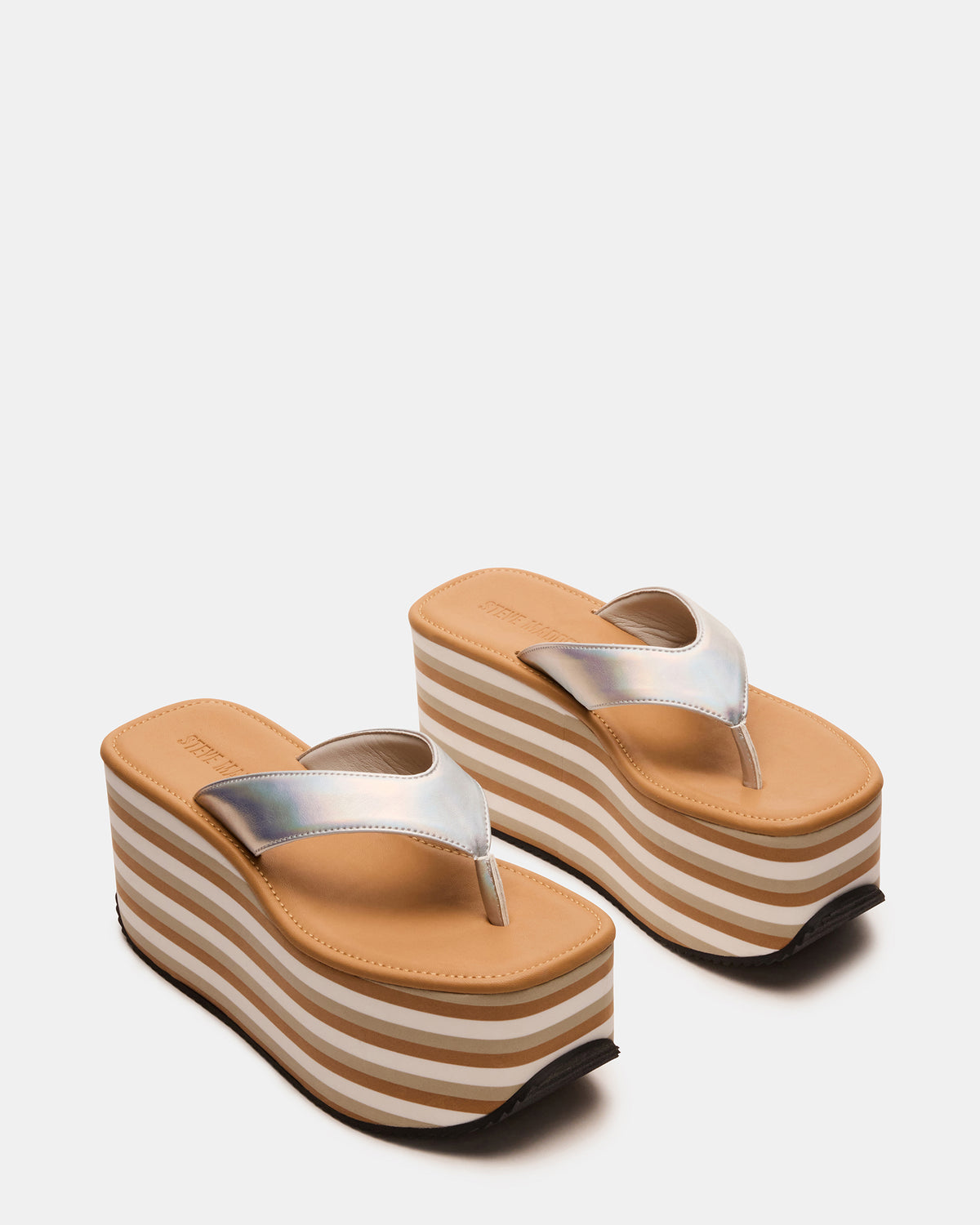SEVILLA Natural Multi Thong Platform Chunky Flatform Square-Toe Women's Sandal - Steve Madden