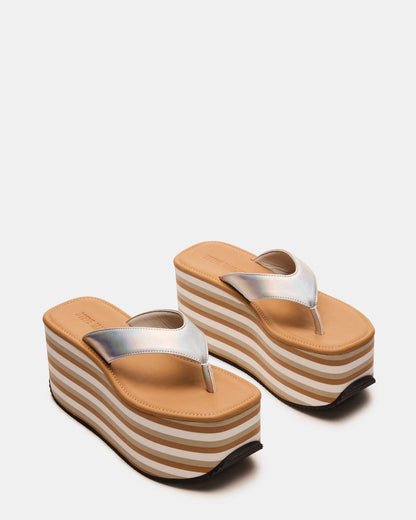 SEVILLA Natural Multi Thong Platform Chunky Flatform Square-Toe Women's Sandal - Steve Madden