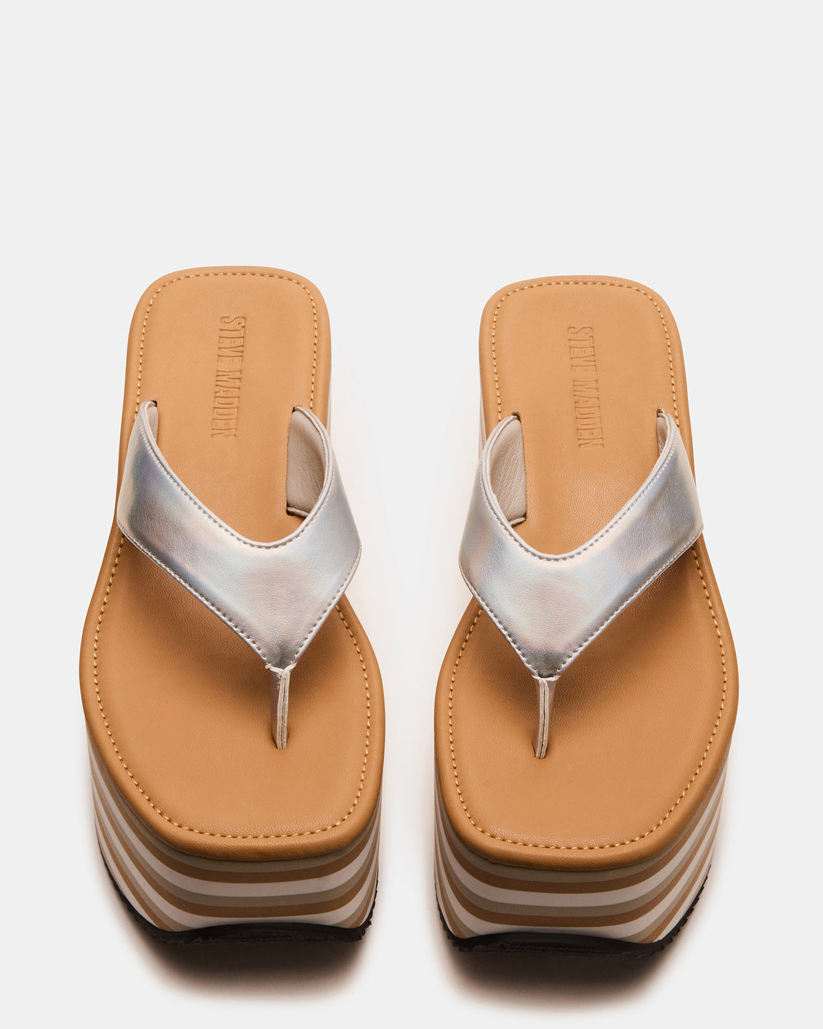 SEVILLA Natural Multi Thong Platform Chunky Flatform Square-Toe Women's Sandal - Steve Madden