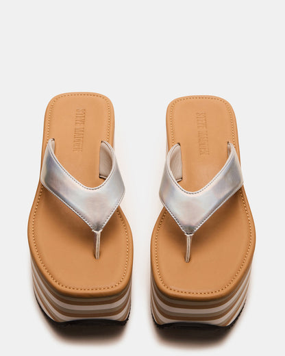 SEVILLA Natural Multi Thong Platform Chunky Flatform Square-Toe Women's Sandal - Steve Madden
