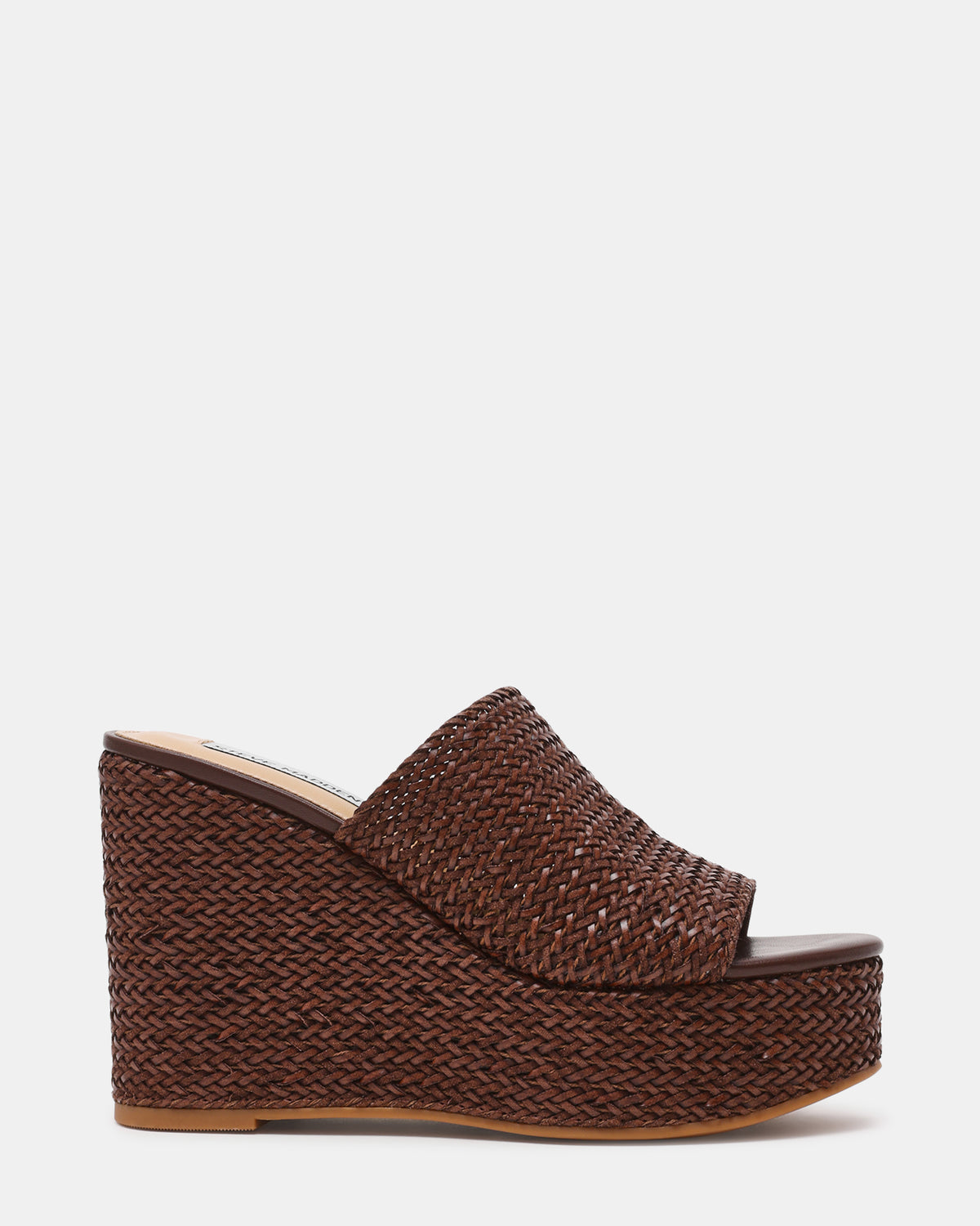 CASSI Brown Platform Raffia Wedge Women's Sandal - Steve Madden