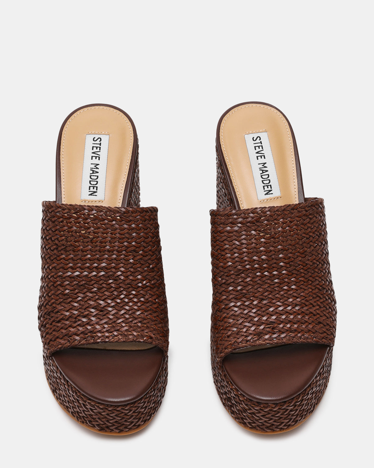 CASSI Brown Platform Raffia Wedge Women's Sandal - Steve Madden