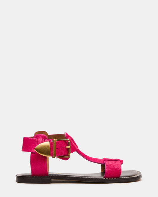 BRAZINN Hot Pink Strappy Flat Sandal Women's Sandal - Steve Madden
