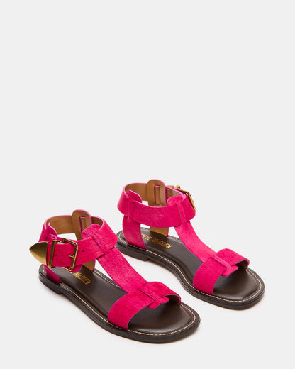 BRAZINN Hot Pink Strappy Flat Sandal Women's Sandal - Steve Madden