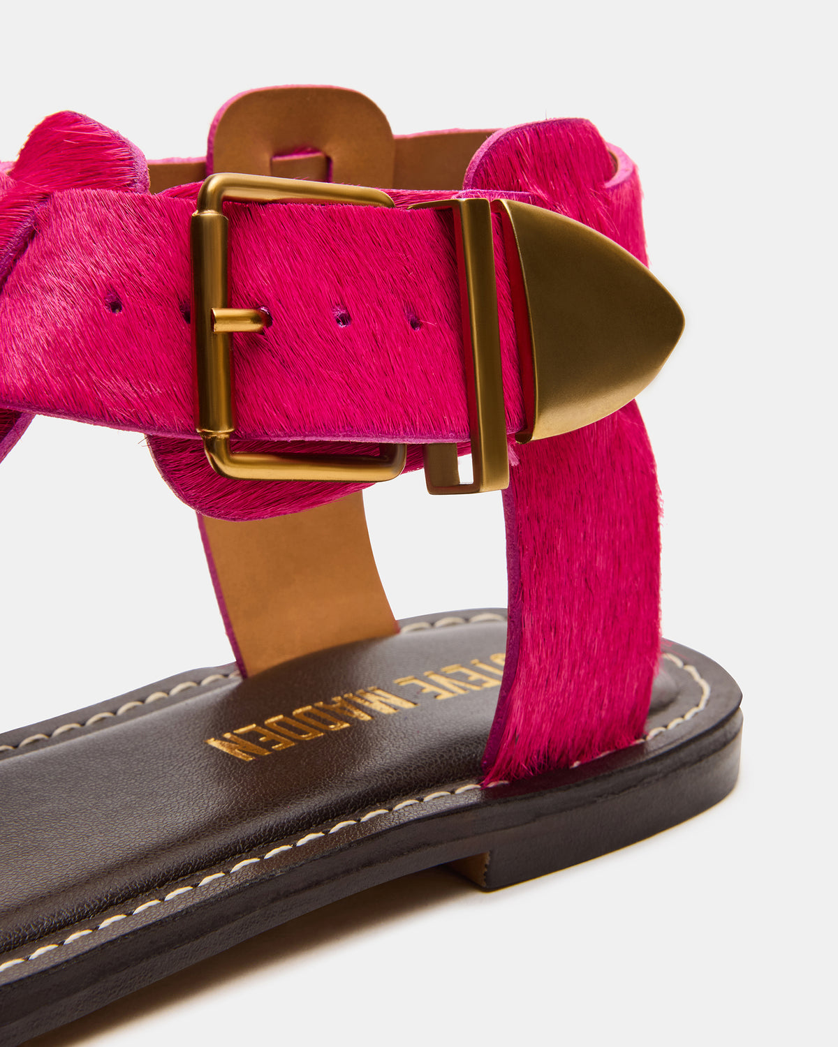 BRAZINN Hot Pink Strappy Flat Sandal Women's Sandal - Steve Madden