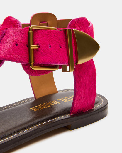 BRAZINN Hot Pink Strappy Flat Sandal Women's Sandal - Steve Madden