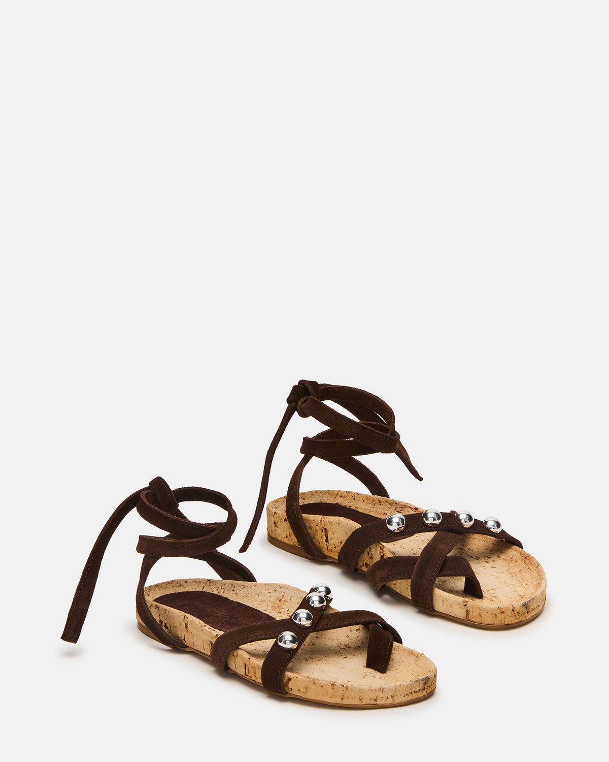 KELSO Brown Suede Flatform Strappy Studded Women's Sandal - Steve Madden