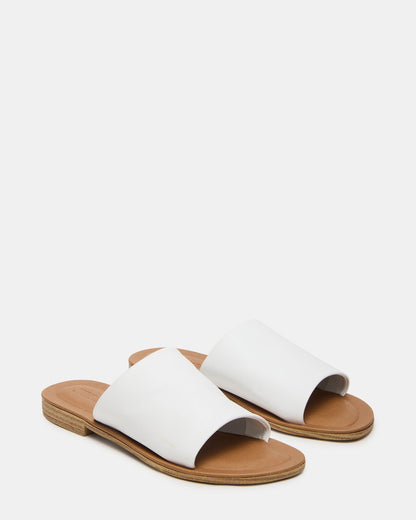 KIPP White Leather Slide Women's Sandal - Steve Madden
