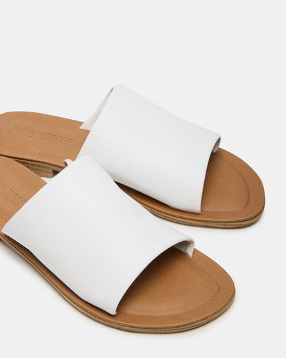 KIPP White Leather Slide Women's Sandal - Steve Madden