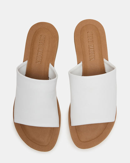 KIPP White Leather Slide Women's Sandal - Steve Madden