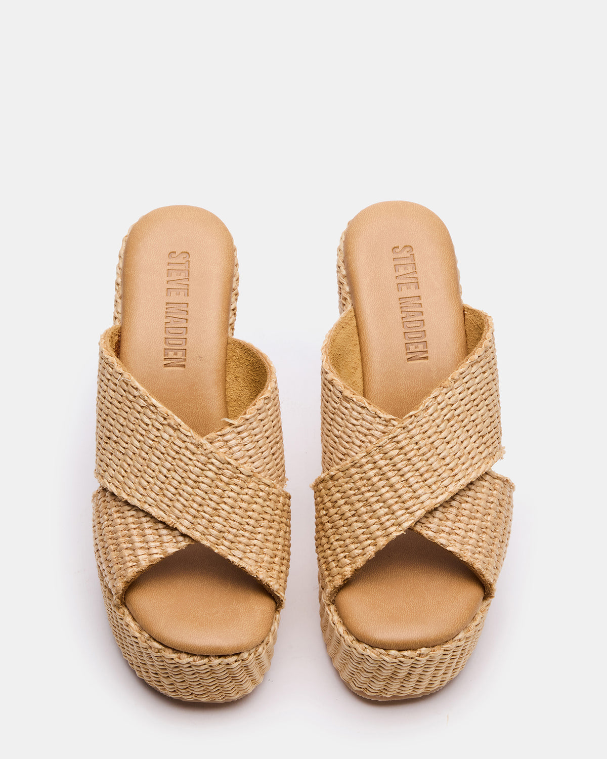 CERCEI Natural Raffia Platform Square-Toe Wedge Women's Sandal - Steve Madden
