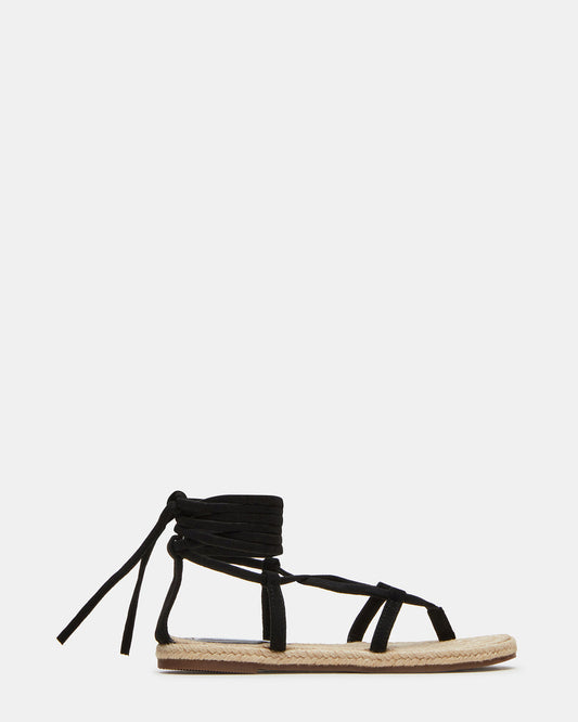 WADE Black Women's Strappy Lace-Up Espadrille Sandal - Steve Madden