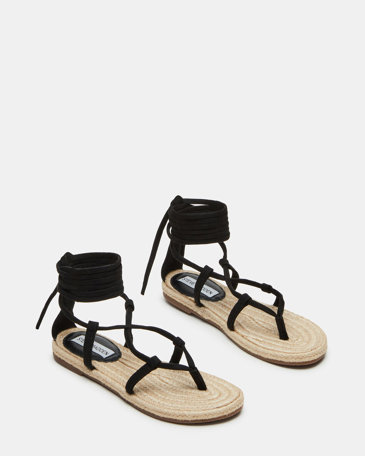WADE Black Women's Strappy Lace-Up Espadrille Sandal - Steve Madden