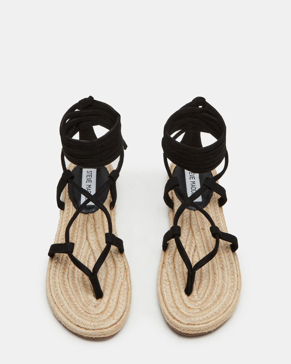 WADE Black Women's Strappy Lace-Up Espadrille Sandal - Steve Madden