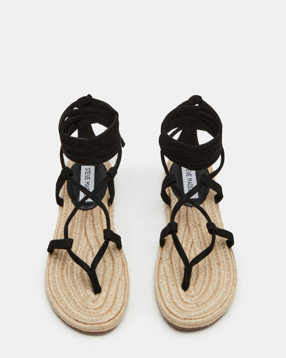 WADE Black Women's Strappy Lace-Up Espadrille Sandal - Steve Madden