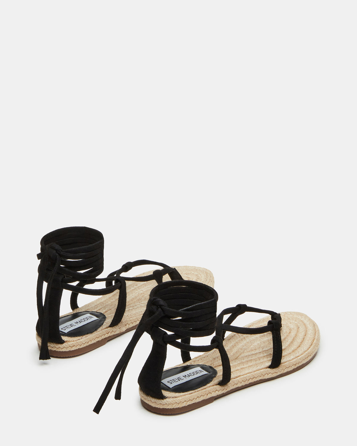 WADE Black Women's Strappy Lace-Up Espadrille Sandal - Steve Madden