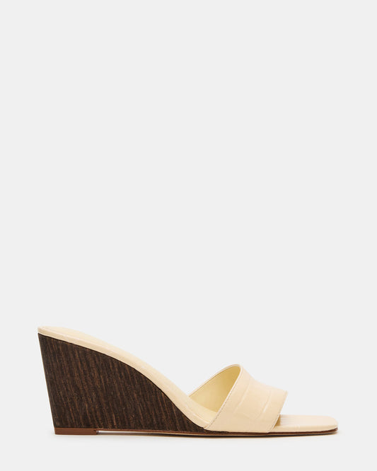 CURCIO Beige Crocodile Square-Toe Women's Wedge Sandal - Steve Madden