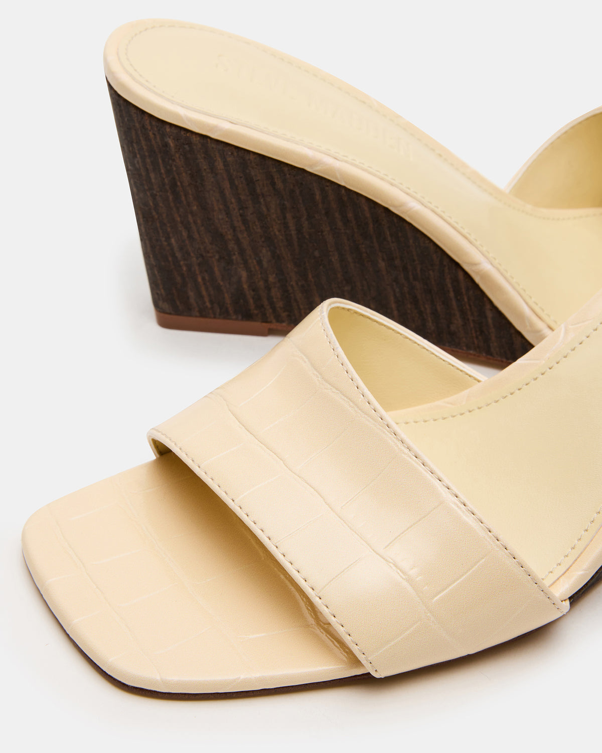 CURCIO Beige Crocodile Square-Toe Women's Wedge Sandal - Steve Madden