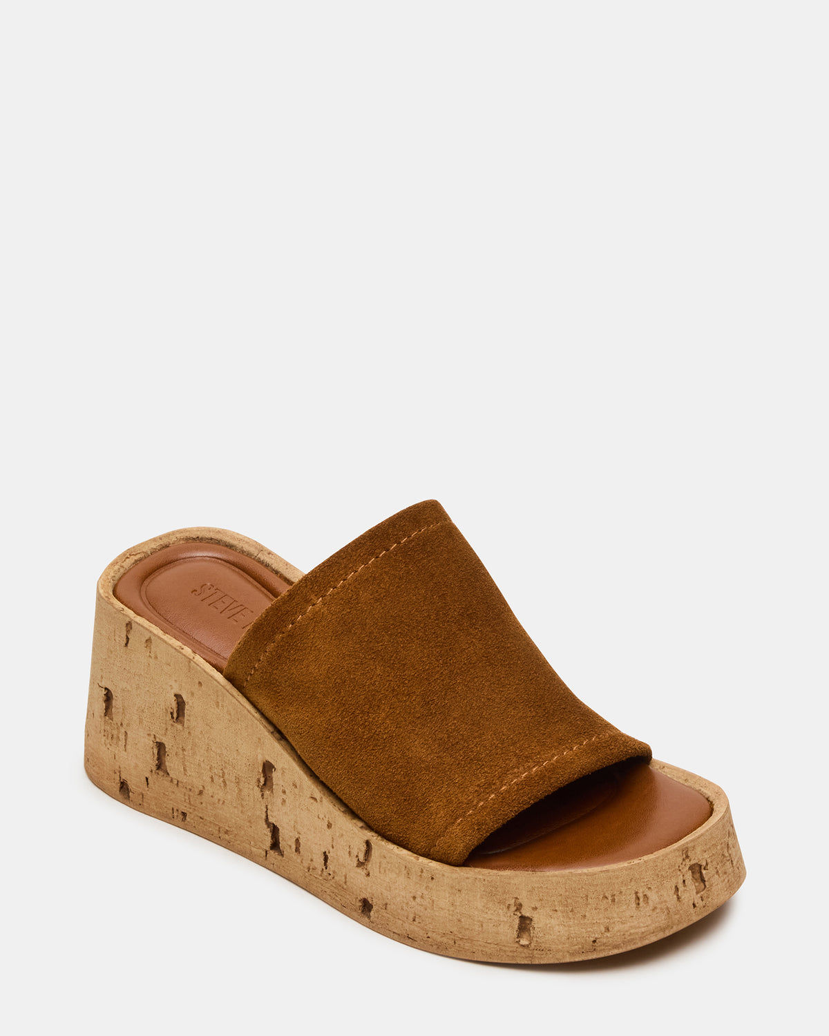CELLAR Chestnut Suede Platform Wedge Square-Toe Women's Sandal - Steve Madden