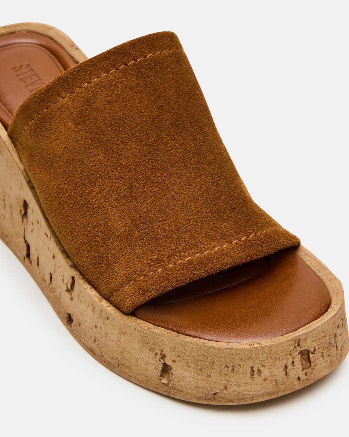CELLAR Chestnut Suede Platform Wedge Square-Toe Women's Sandal - Steve Madden
