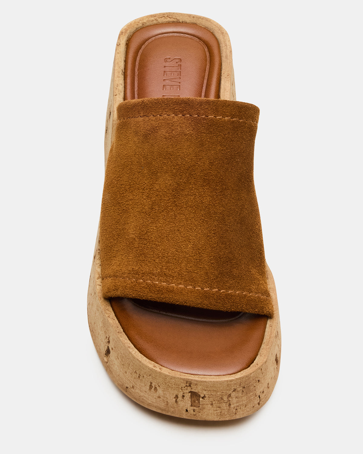 CELLAR Chestnut Suede Platform Wedge Square-Toe Women's Sandal - Steve Madden