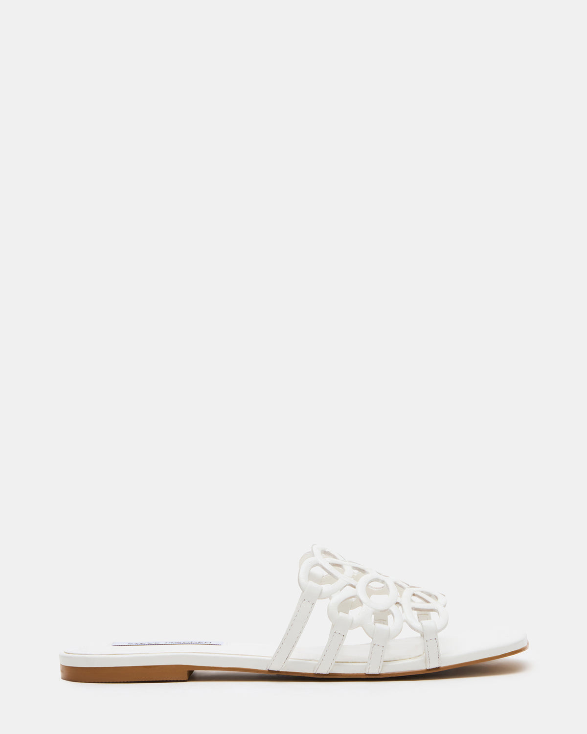 LOTUS White Leather Square-Toe Slide Women's Sandal - Steve Madden