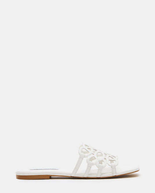 LOTUS White Leather Square-Toe Slide Women's Sandal - Steve Madden